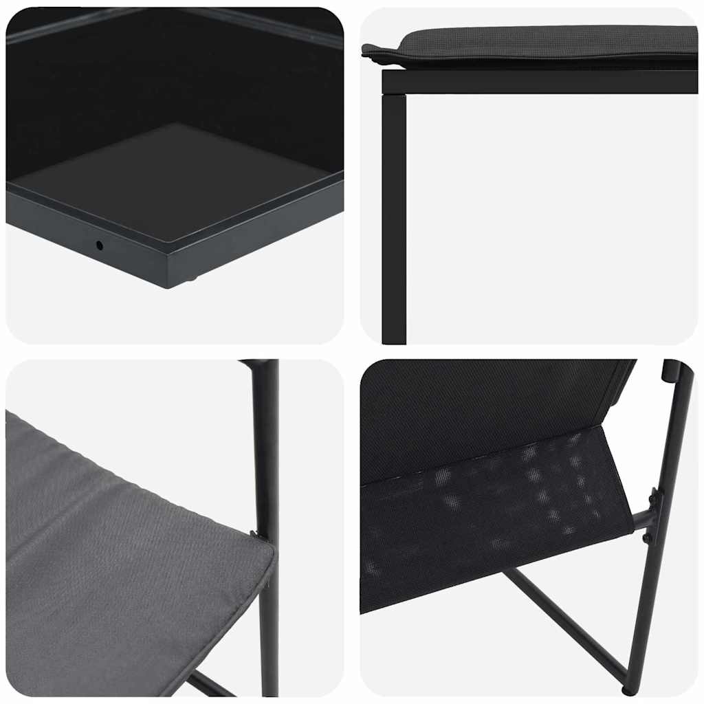 Set da Pranzo per Giardino 17 pcs Nero Acciaio | homemem39