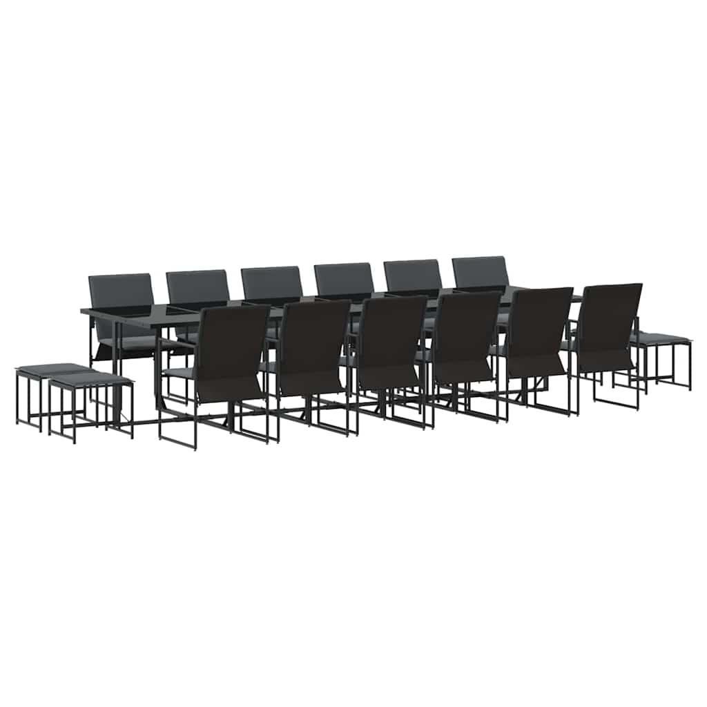 Set da Pranzo per Giardino 17 pcs Nero Acciaio | homemem39