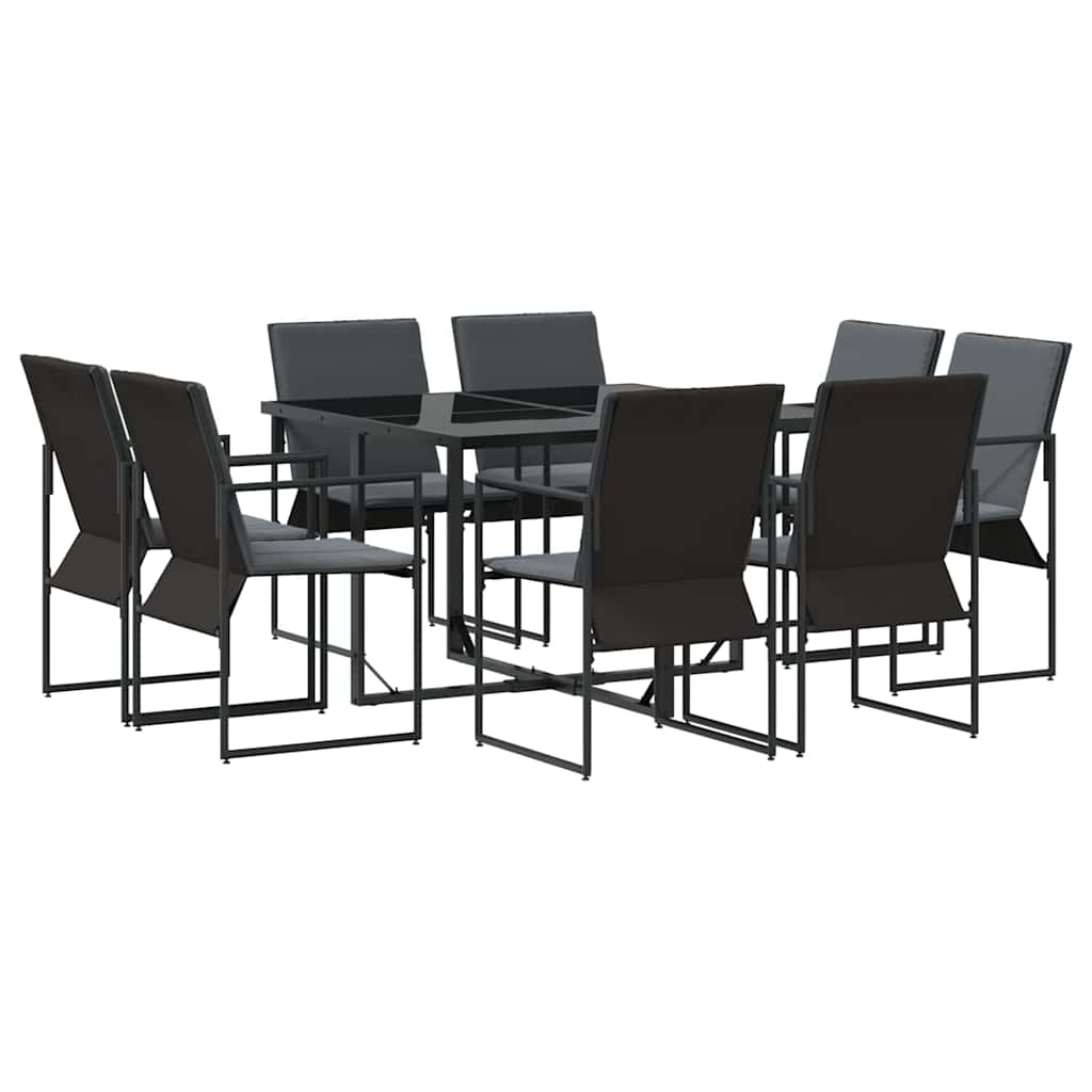 Set da Pranzo per Giardino 9 pcs Nero Acciaio | homemem39