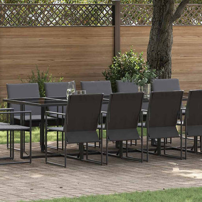 Set da Pranzo per Giardino 15 pcs Nero Acciaio