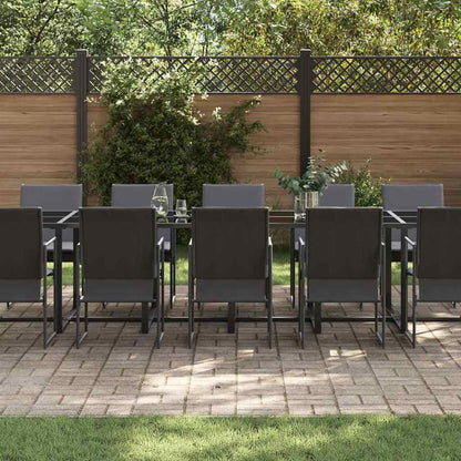 Set da Pranzo per Giardino 15 pcs Nero Acciaio