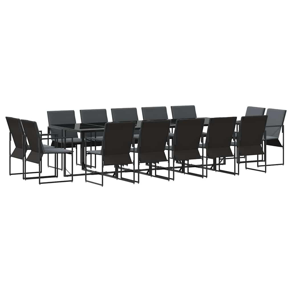 Set da Pranzo per Giardino 15 pcs Nero Acciaio