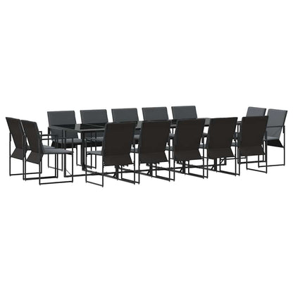 Set da Pranzo per Giardino 15 pcs Nero Acciaio