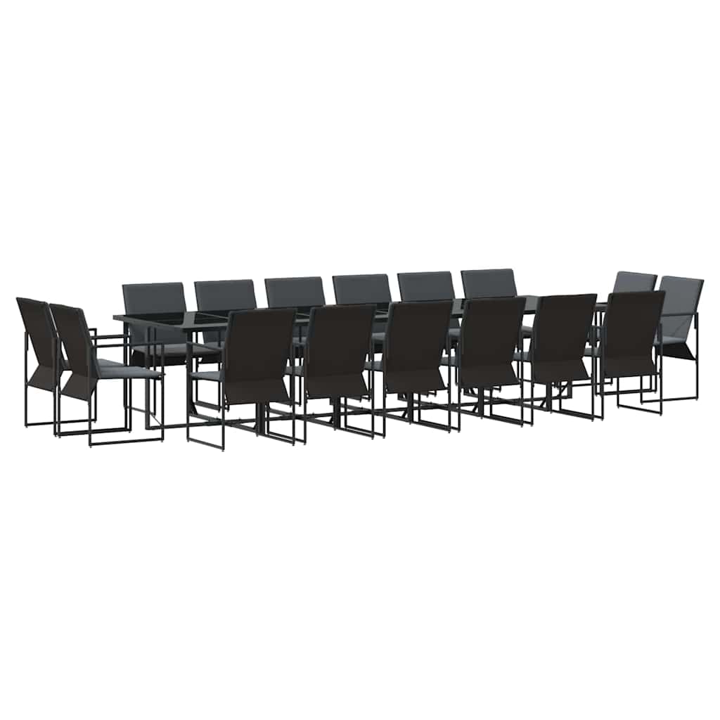 Set da Pranzo per Giardino 17 pcs Nero Acciaio | homemem39