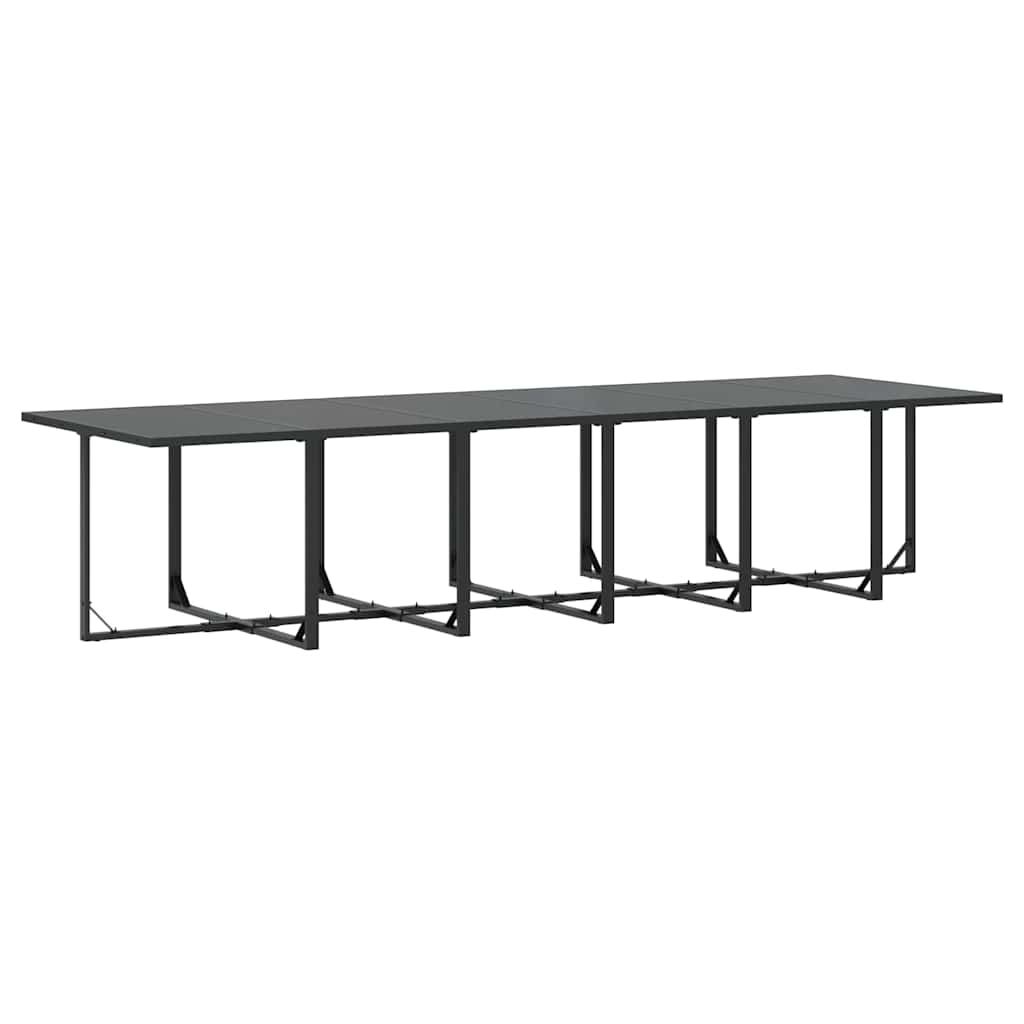 Set da Pranzo per Giardino 17 pcs Nero Acciaio | homemem39