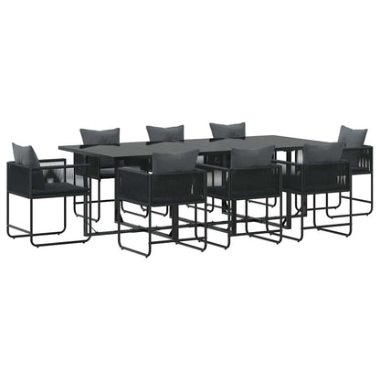 Set da Pranzo per Giardino 9 pcs Nero Acciaio