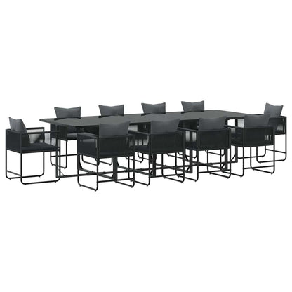 Set da Pranzo per Giardino 11 pcs Nero Acciaio