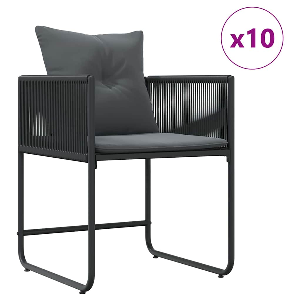 Set da Pranzo per Giardino 11 pcs Nero Acciaio