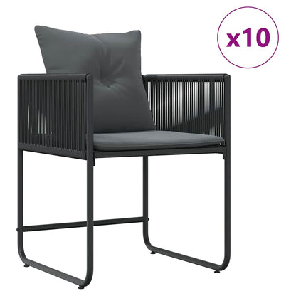 Set da Pranzo per Giardino 11 pcs Nero Acciaio