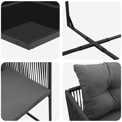 Set da Pranzo per Giardino 13 pcs Nero Acciaio