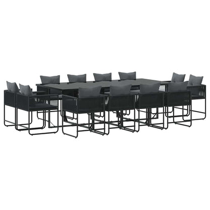 Set da Pranzo per Giardino 13 pcs Nero Acciaio