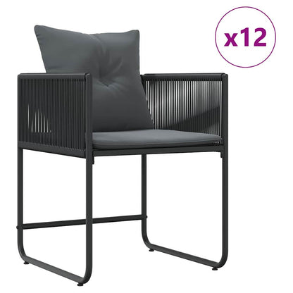 Set da Pranzo per Giardino 13 pcs Nero Acciaio