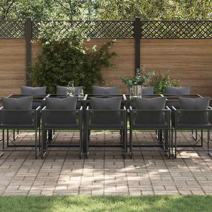 Set da Pranzo per Giardino 15 pcs Nero Acciaio