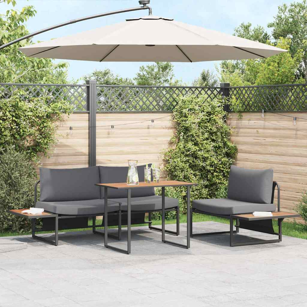 Set da Pranzo per Giardino 3 pcs Antracite Acciaio | homemem39