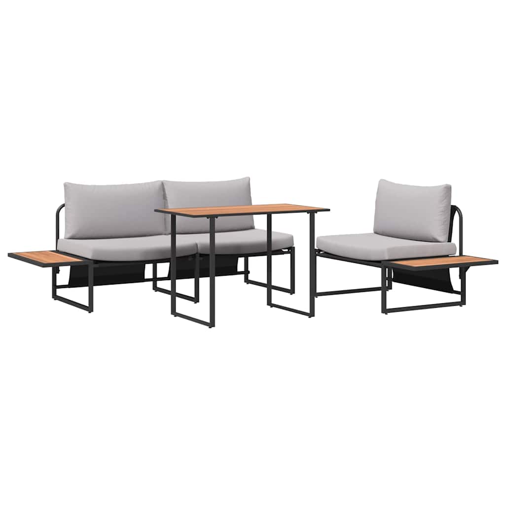 Set da Pranzo per Giardino 3 pcs Grigio chiaro Acciaio | homemem39
