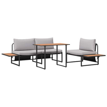 Set da Pranzo per Giardino 3 pcs Grigio chiaro Acciaio | homemem39
