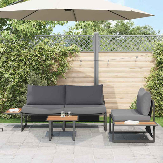Set da Pranzo per Giardino 3 pcs Antracite Acciaio