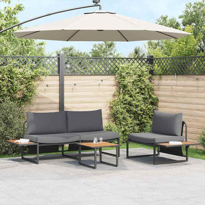 Set da Pranzo per Giardino 3 pcs Antracite Acciaio