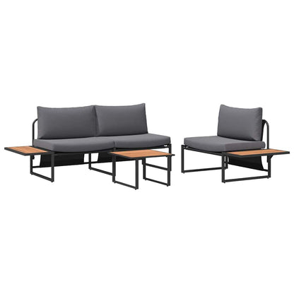 Set da Pranzo per Giardino 3 pcs Antracite Acciaio