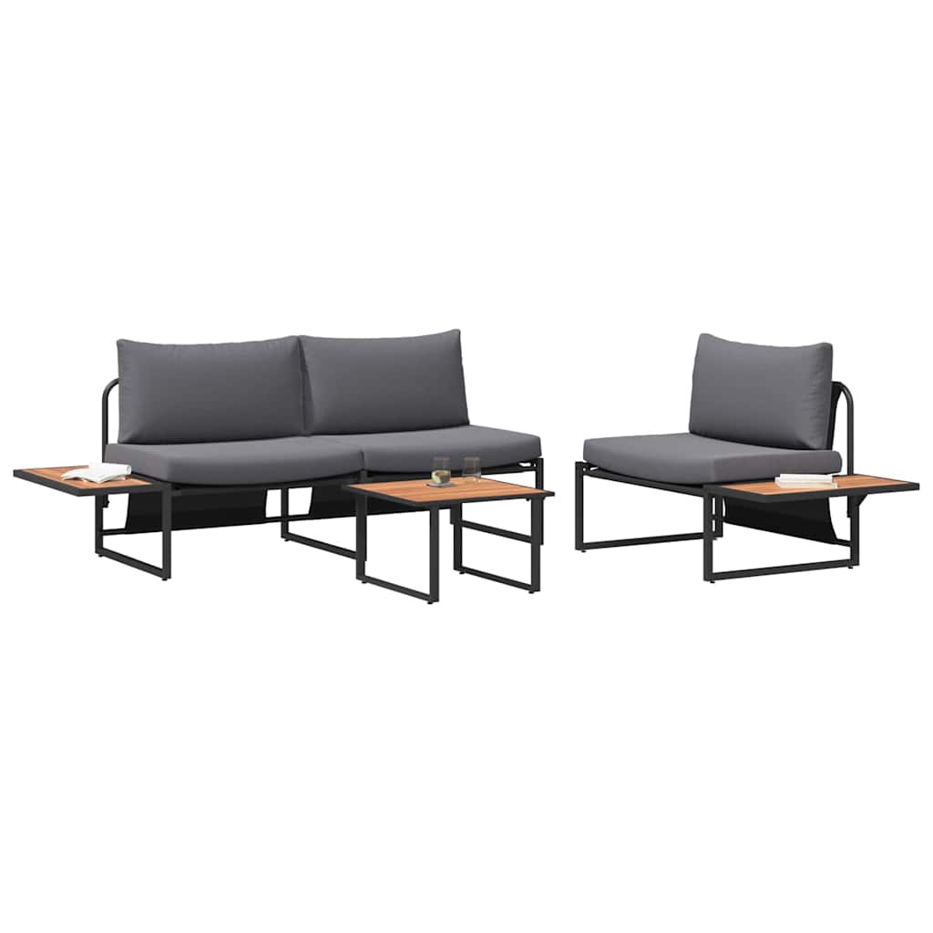 Set da Pranzo per Giardino 3 pcs Antracite Acciaio