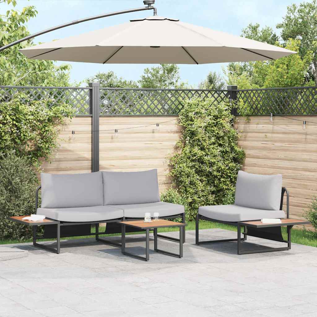 Set da Pranzo per Giardino 3 pcs Grigio chiaro Acciaio | homemem39
