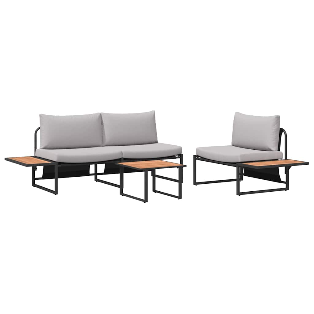 Set da Pranzo per Giardino 3 pcs Grigio chiaro Acciaio | homemem39