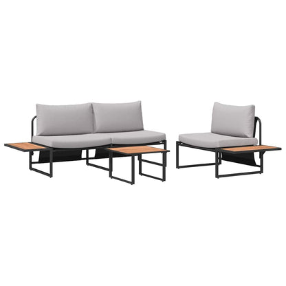 Set da Pranzo per Giardino 3 pcs Grigio chiaro Acciaio | homemem39