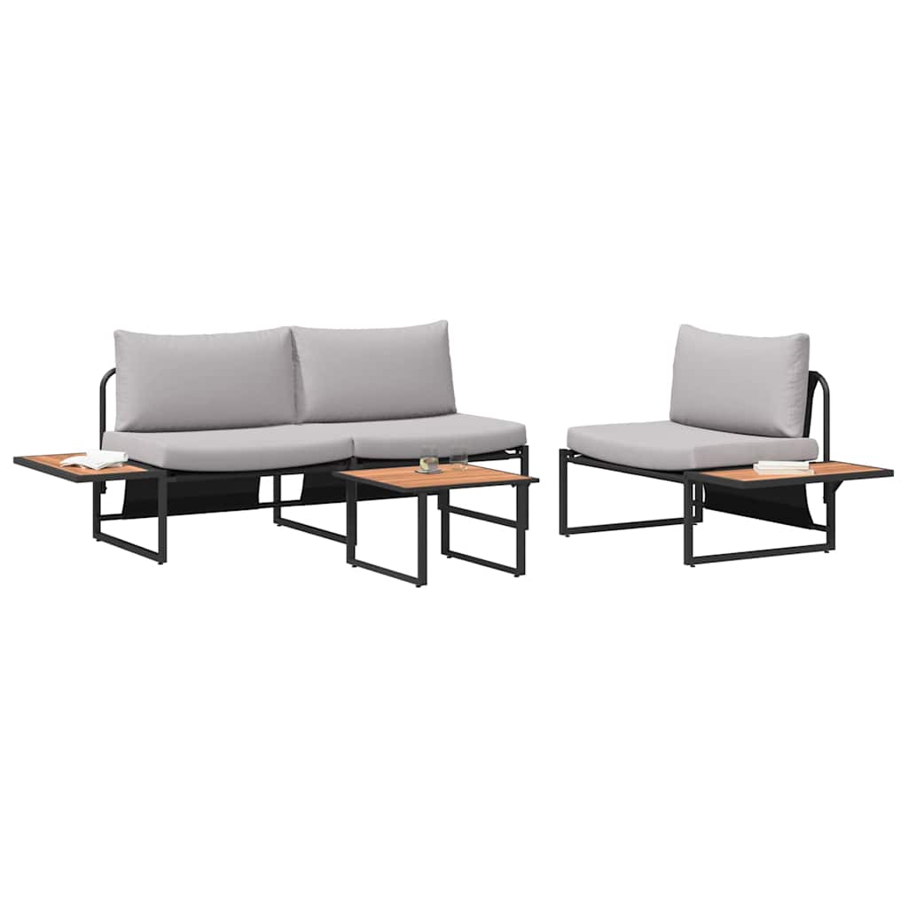 Set da Pranzo per Giardino 3 pcs Grigio chiaro Acciaio | homemem39