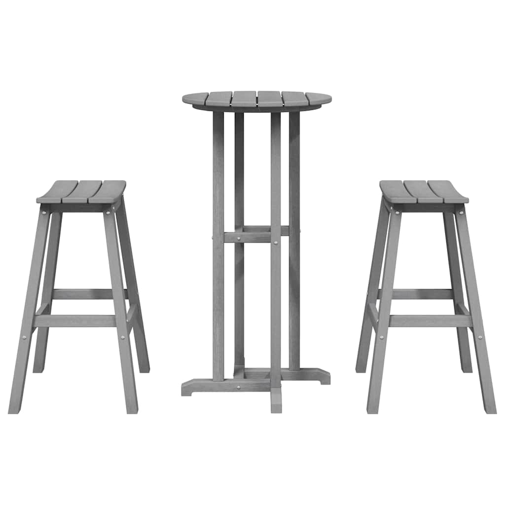 Set Bar da Giardino 3 pcs Grigio chiaro HDPE | homemem39