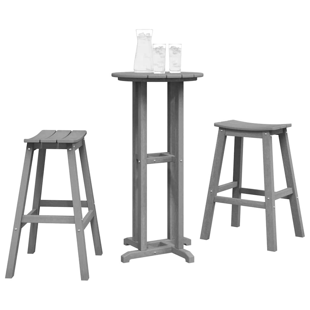 Set Bar da Giardino 3 pcs Grigio chiaro HDPE | homemem39