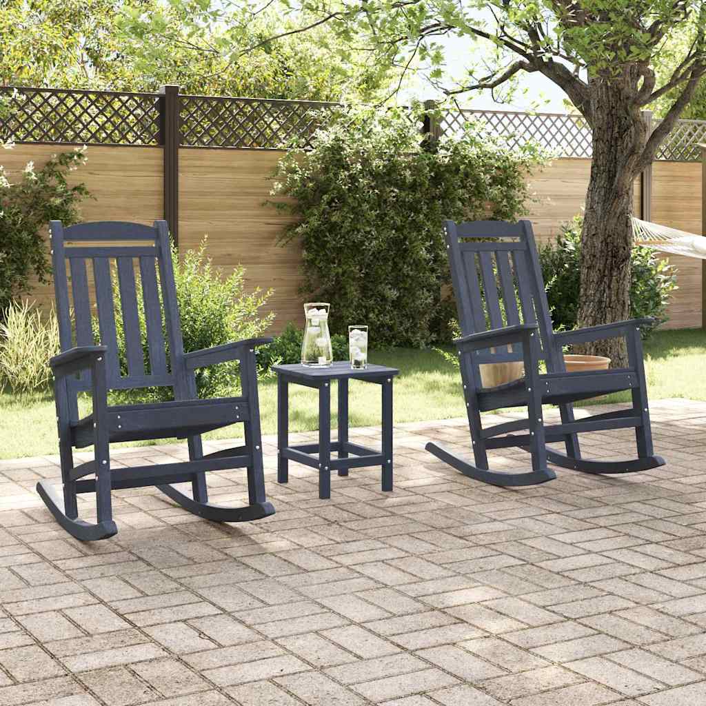 Sedia a dondolo da giardino 2 pcs Navy 70 x 92 x 108cm Plastica