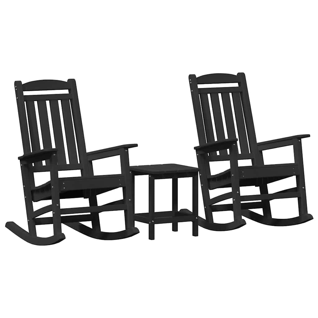 Sedia a dondolo da giardino 3 pcs Nero 38 x 38 x 46cm Plastica