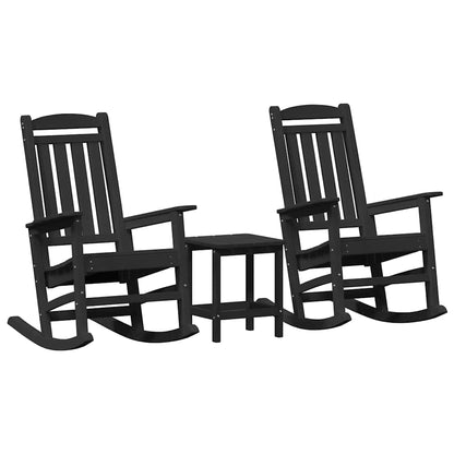 Sedia a dondolo da giardino 3 pcs Nero 38 x 38 x 46cm Plastica