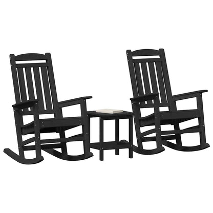 Sedia a dondolo da giardino 3 pcs Nero 38 x 38 x 46cm Plastica