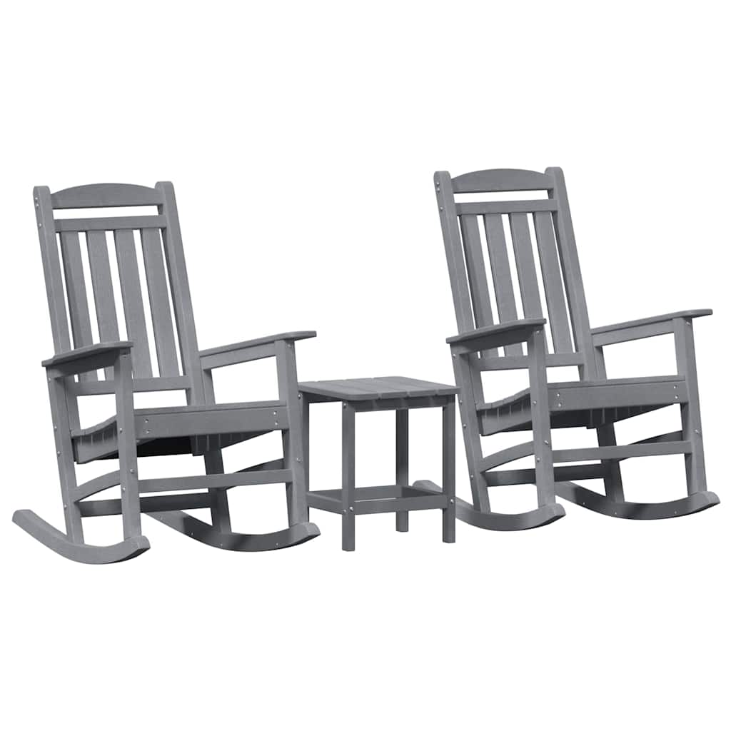 Sedia a dondolo 3 pcs Grigio chiaro Polietilene | homemem39