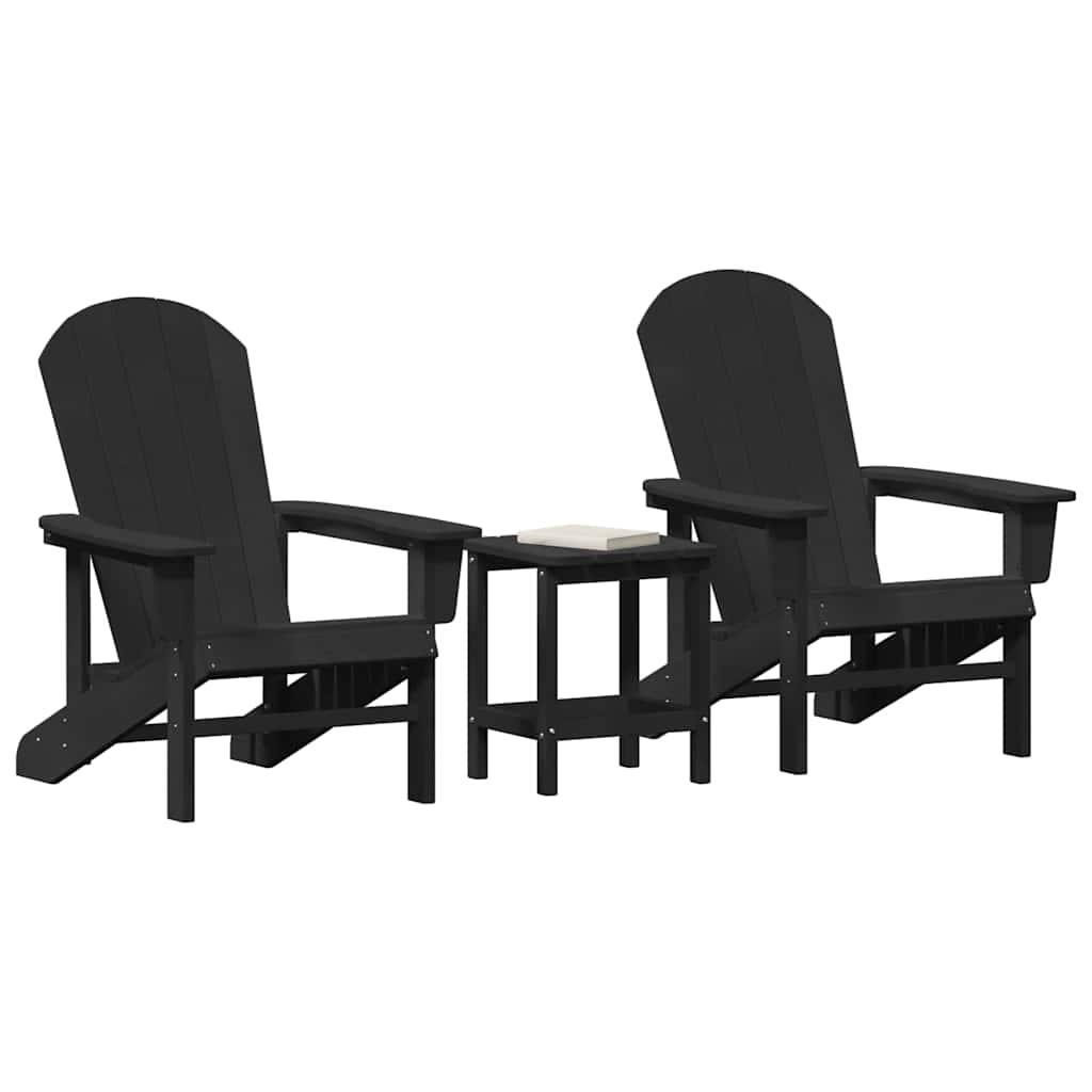 Sedia da Giardino 3 pcs Nero Polietilene | homemem39