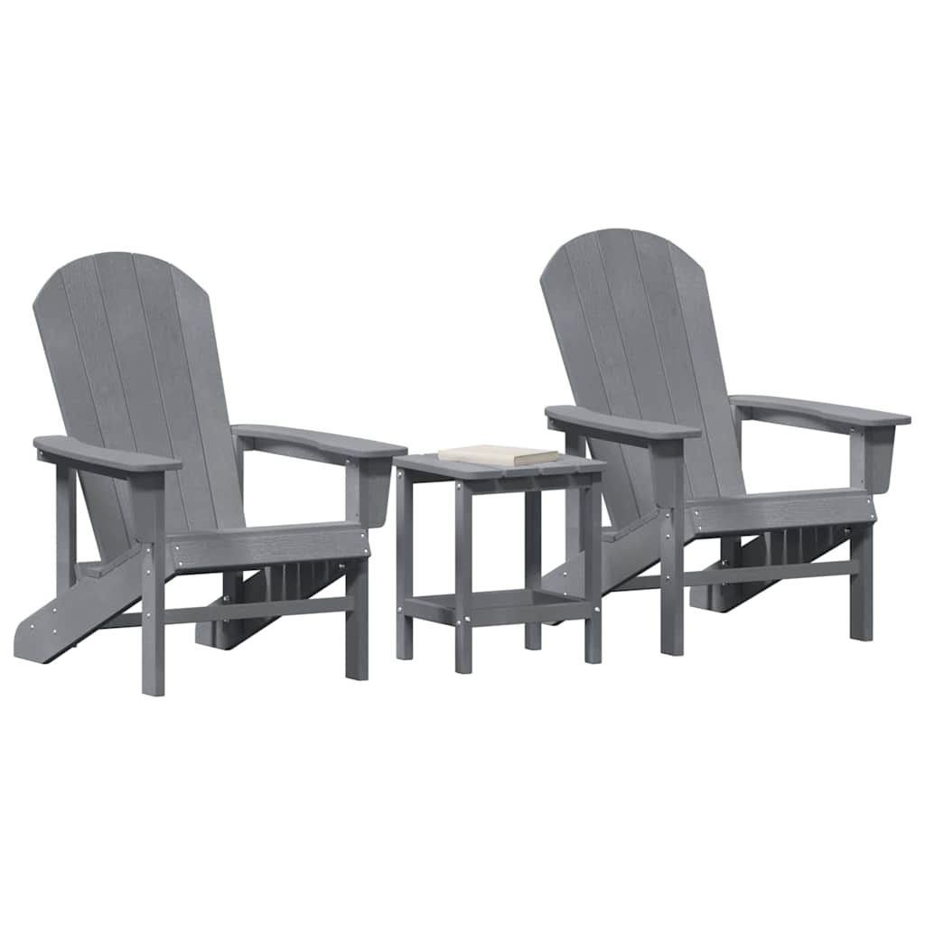 Sedia da Giardino 3 pcs Grigio chiaro Polietilene
