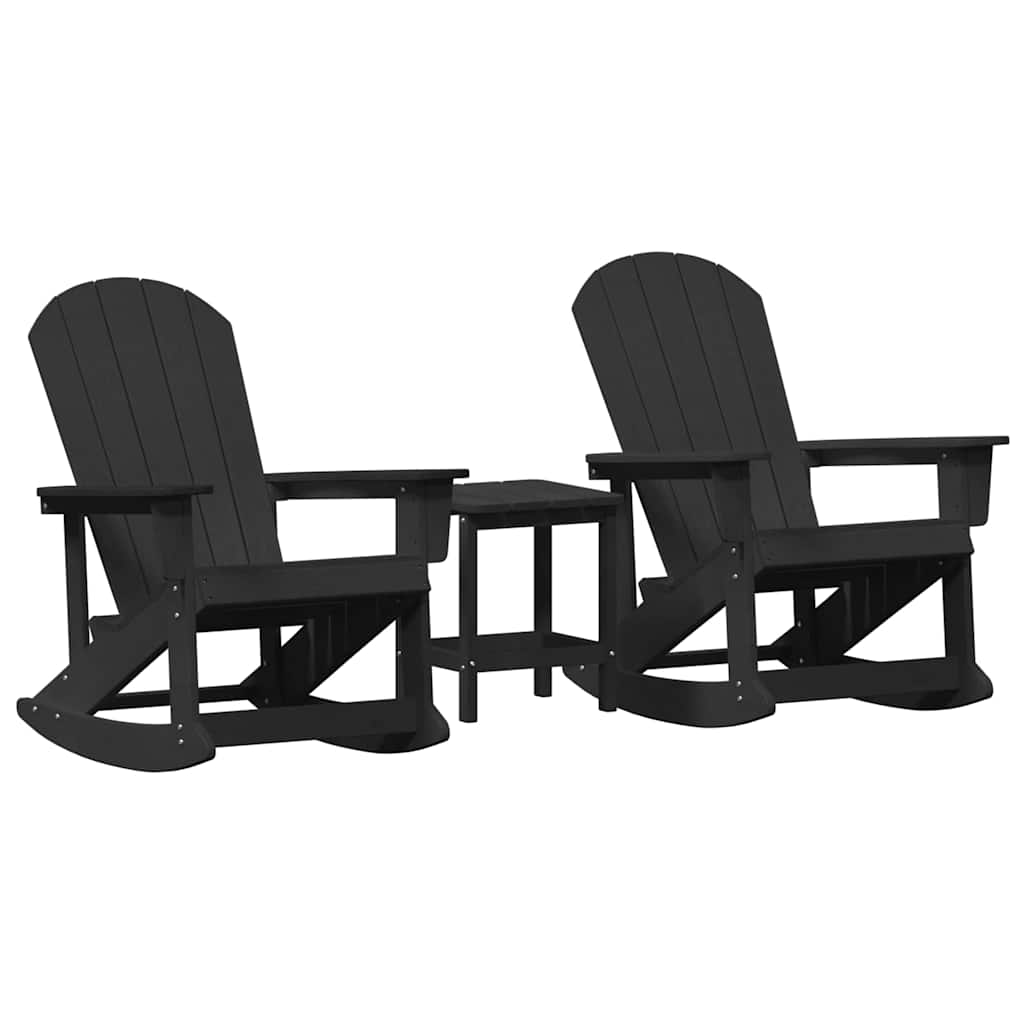 Set Lounge da Giardino 3 pcs Nero HDPE