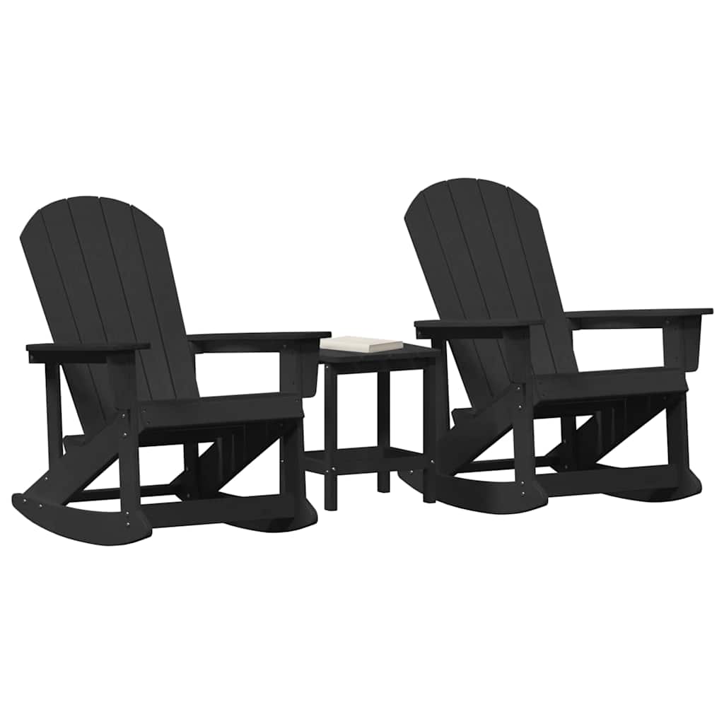 Set Lounge da Giardino 3 pcs Nero HDPE