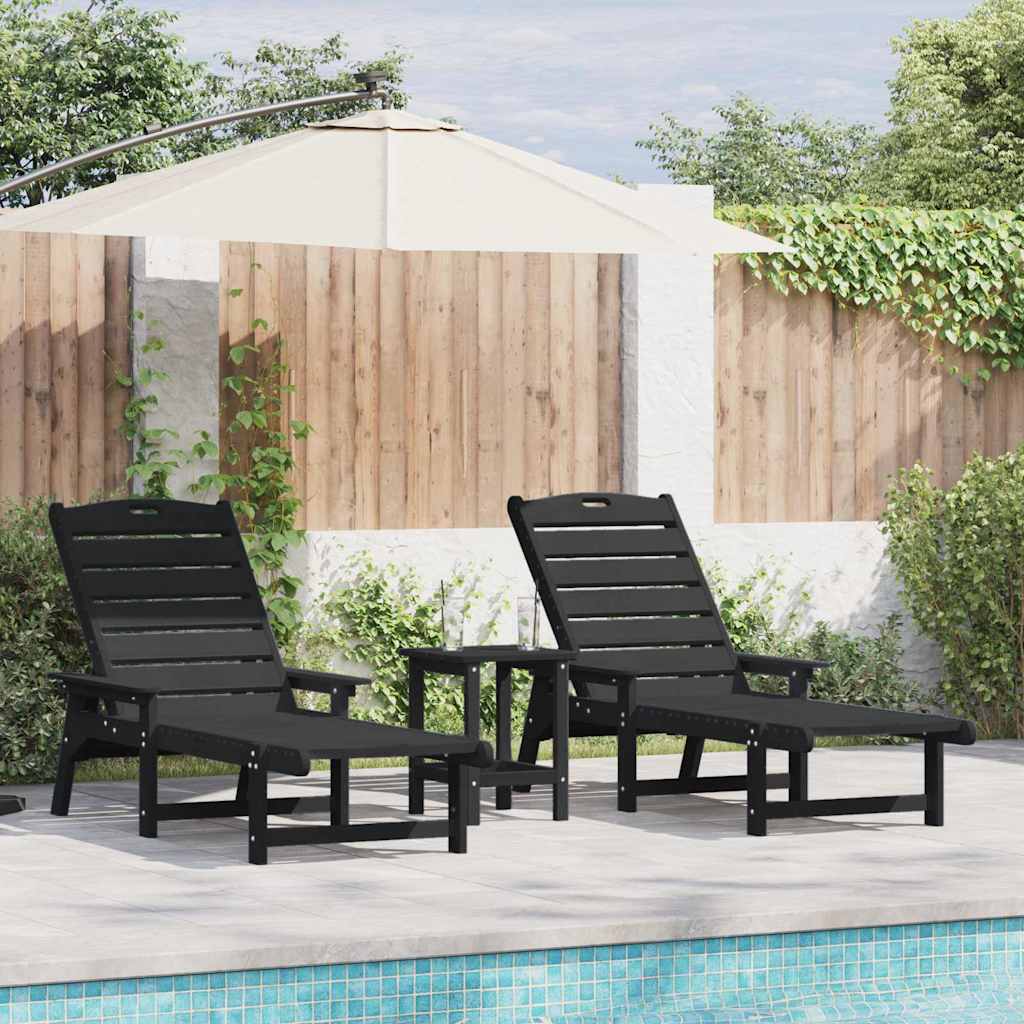 Mobili da lounge da giardino 2 pcs Nero 53 x 195.5 x 30cm