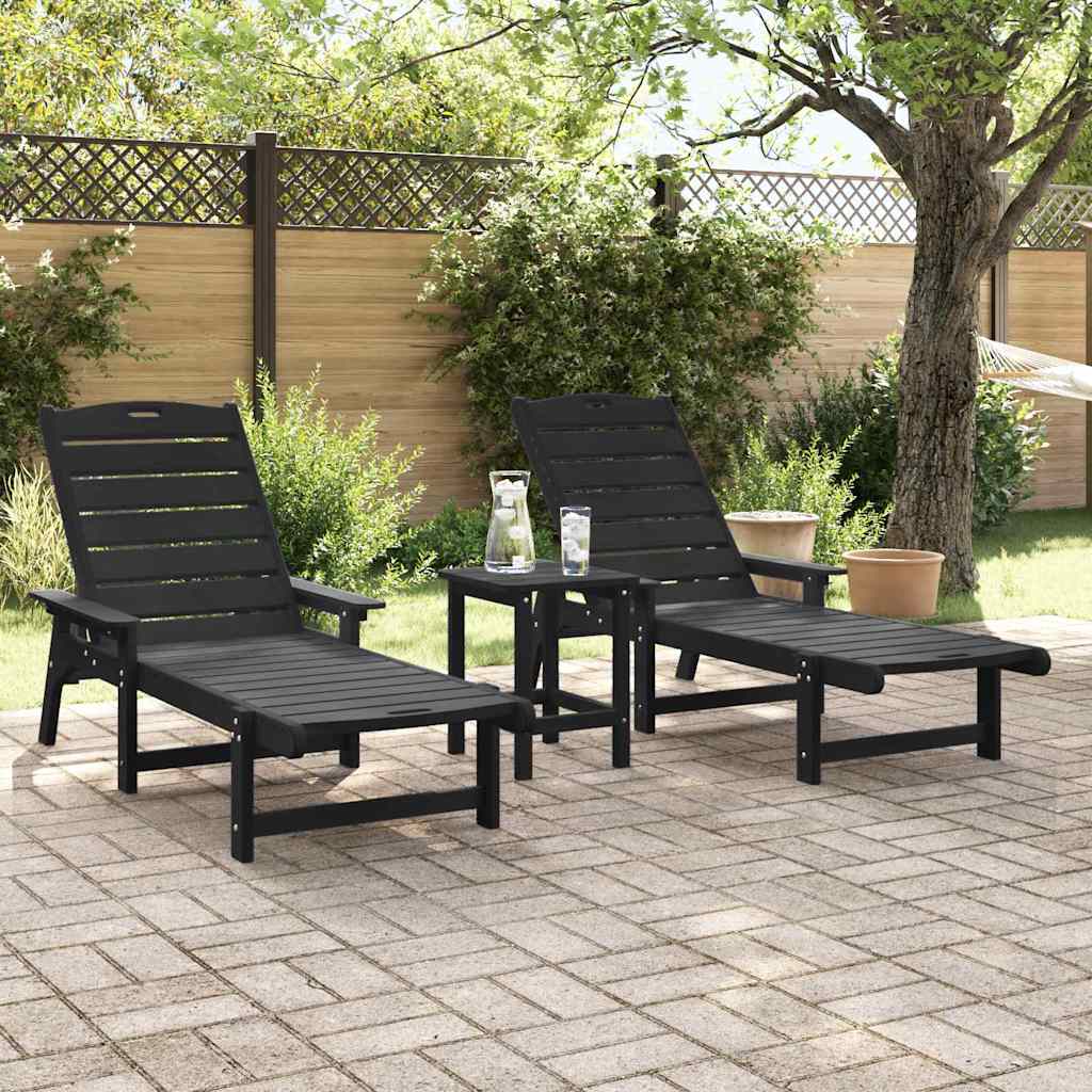 Mobili da lounge da giardino 2 pcs Nero 53 x 195.5 x 30cm