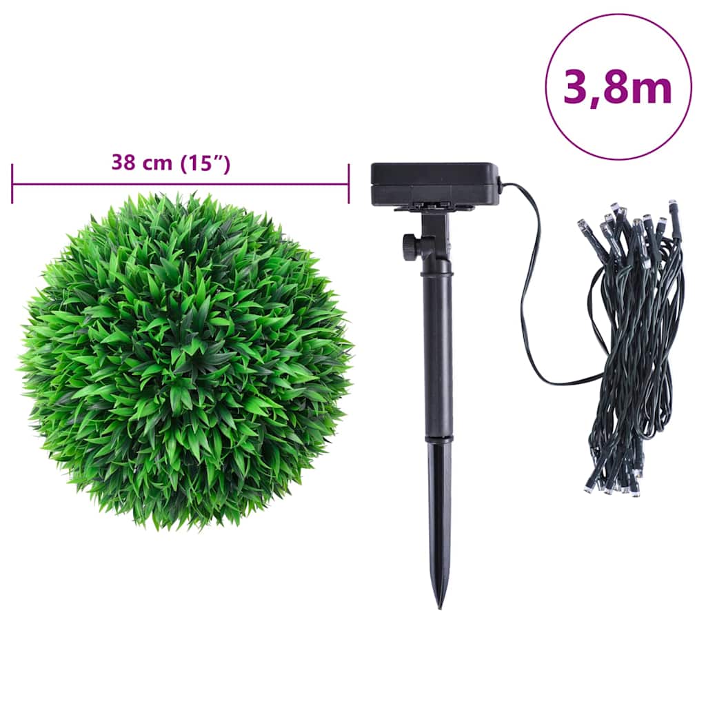 Sfere di Bosso Artificiale con Luci LED 2 pz Verdi 38 cm | homemem39