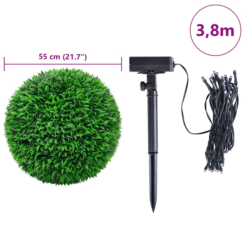 Sfere di Bosso Artificiale con Luci LED 2 pz Verdi 55 cm | homemem39