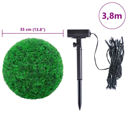 Sfere di Bosso Artificiale con Luci LED 2 pz Verdi 35 cm | homemem39