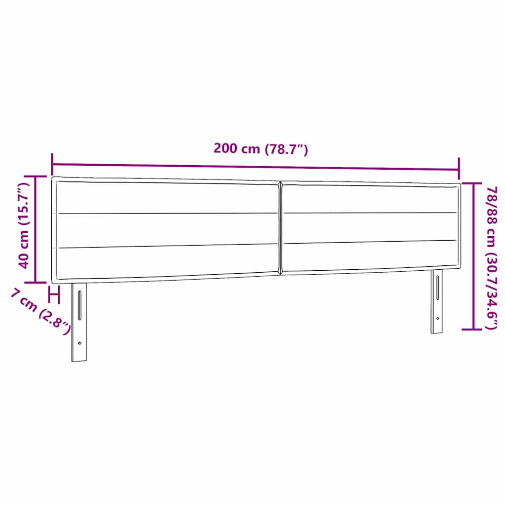 Testiera con testiera Nero 200 cm Tessuto