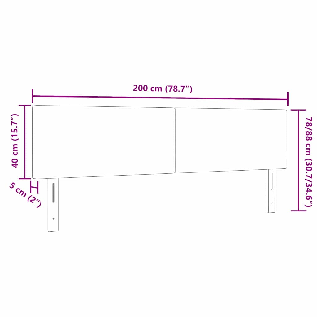 Testiera Verde grigio chiaro 200 cm Tessuto a coste