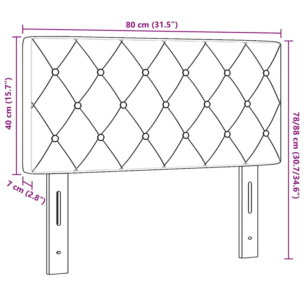 Testiera in Velluto con testiera Grigio chiaro 80 cm Velluto