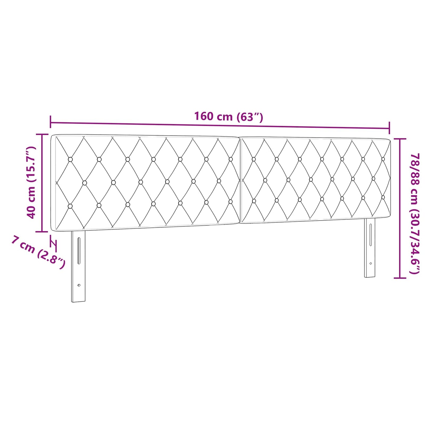 Testiera con testiera Grigio scuro 160 cm Pelle Sintetica