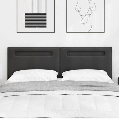 Testiera con luci a strisce a LED con testiera Nero 144 cm PVC