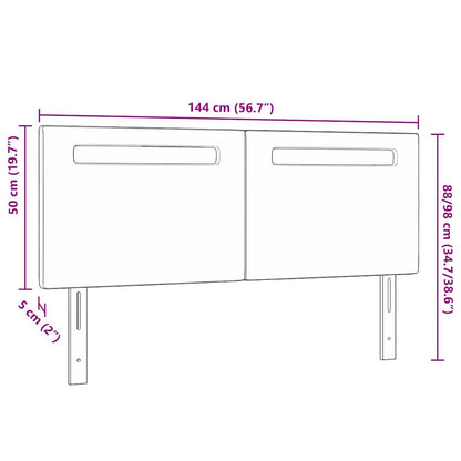 Testiera con luci a strisce a LED con testiera Nero 144 cm PVC